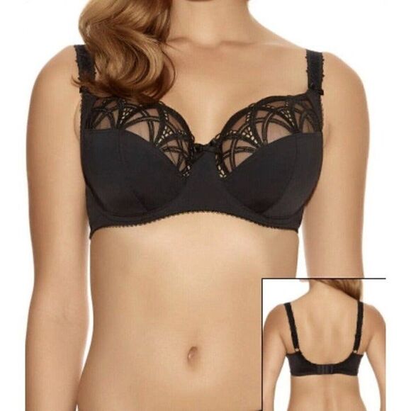 Fantasie BLACK Alex Underwire with Side Support Bra Size 32DD Lace Coquette NWT - Picture 1 of 12